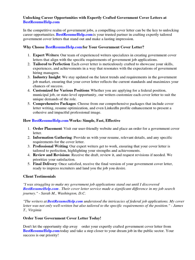 Image showcasing Government Cover Letter Examples Canada | Download Free PDF | Résumé