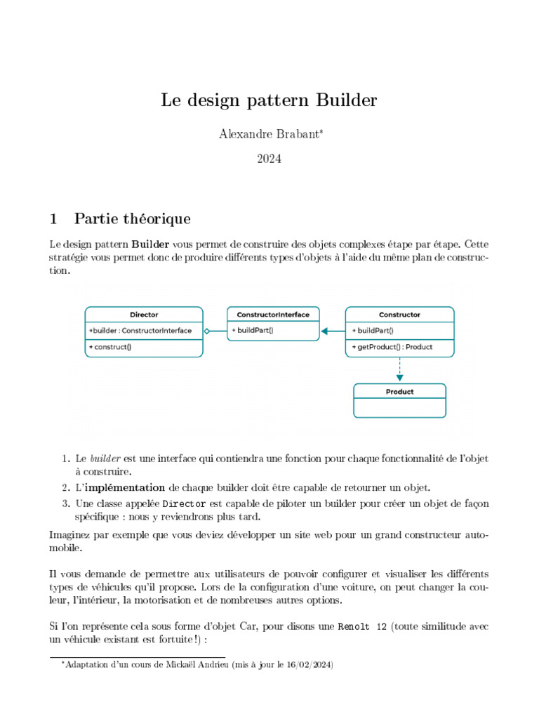 Comprendre le Design Pattern Builder | PDF | Informatique