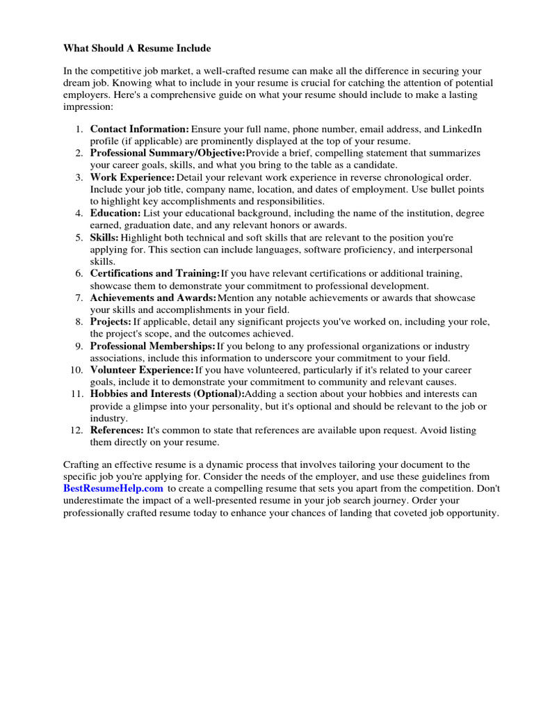 What Should A Resume Include | PDF | Résumé