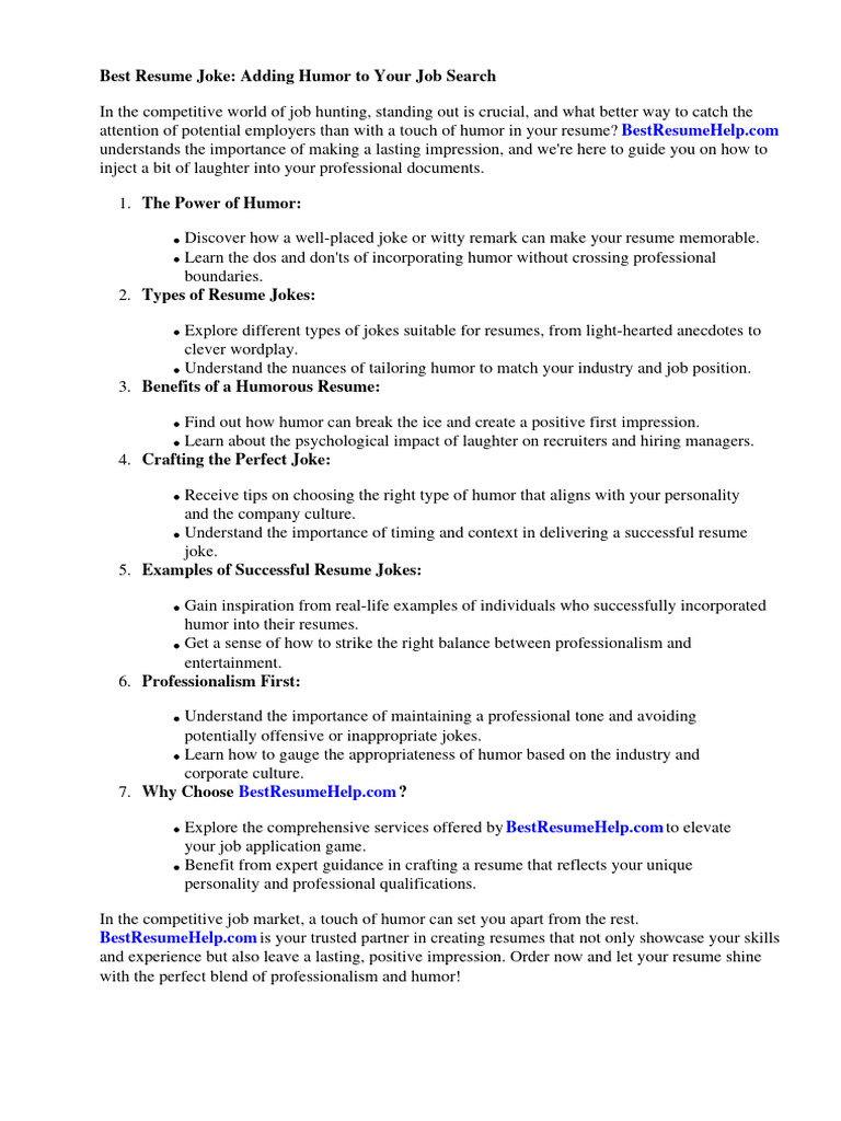 Best Resume Joke PDF R sum - 1711324933