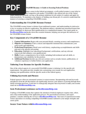 Usajobs Resume Example