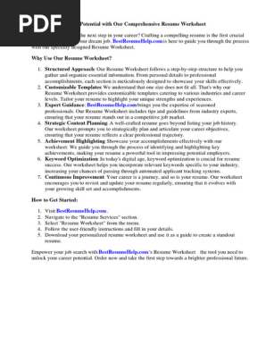 Resume Worksheet