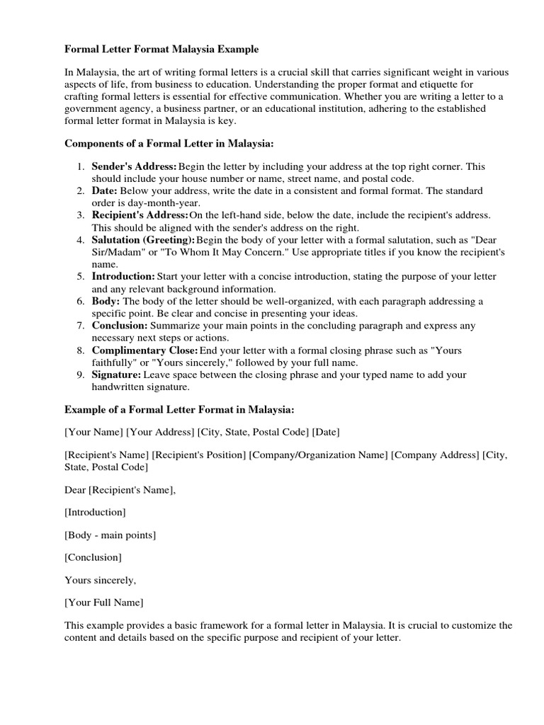 Malaysian Formal Letter Guidelines | PDF | Finance & Money Management