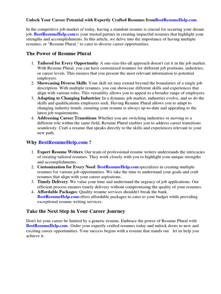 Resume Plural PDF English Language - 1710258133