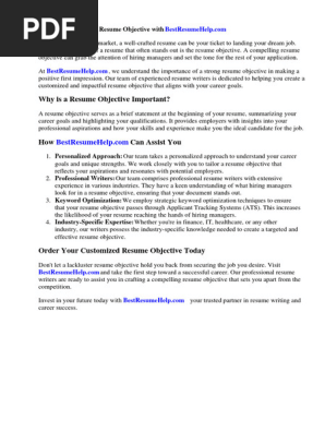 Resume Objective for High School Student With No Work Experience