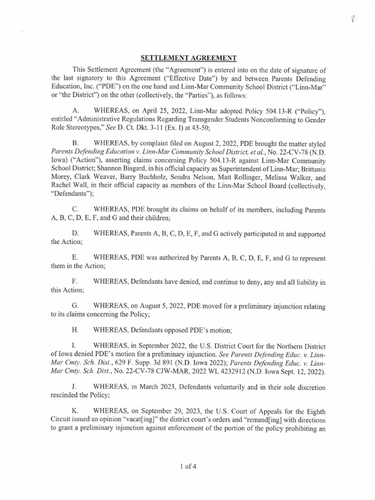 Final Settlement Agreement - PDE | PDF