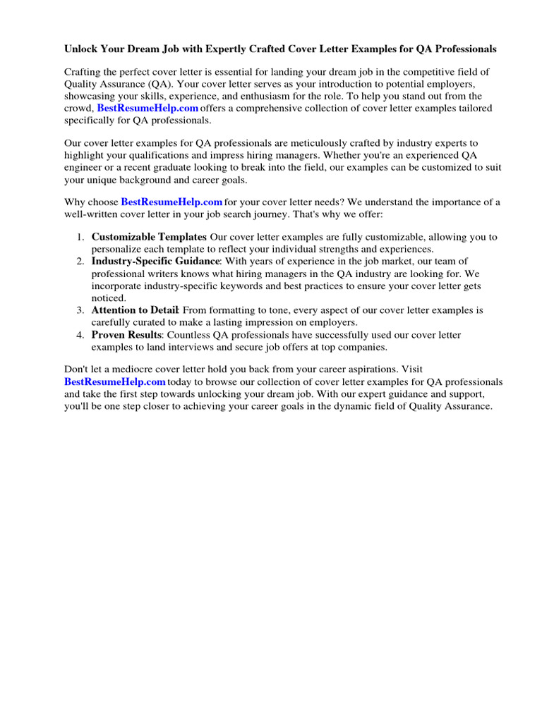 Cover Letter Examples Qa | PDF | Résumé | Quality Assurance
