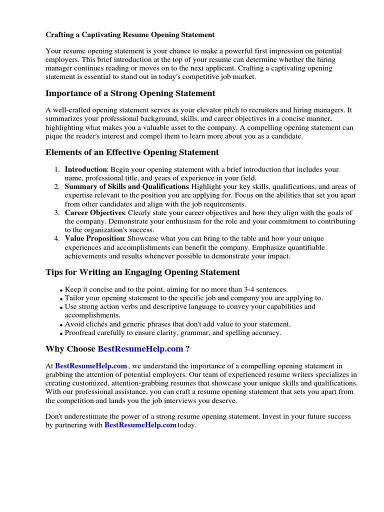 Resume Opening Statement PDF - 1
