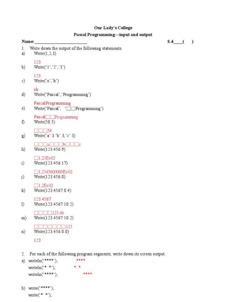 Pascal Output Answer | PDF | Boolean Data Type | Variable (Computer ...