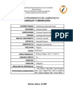 Contenido Programático Del Subproyecto:: Lenguaje Y Comunicación