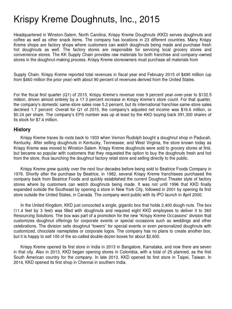 Krispy Kreme 2015 Growth \u0026 Strategy | PDF | Business, image size:768x1024
