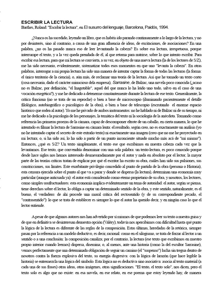 La lectura como creación textual | PDF | Autor | Razonamiento deductivo