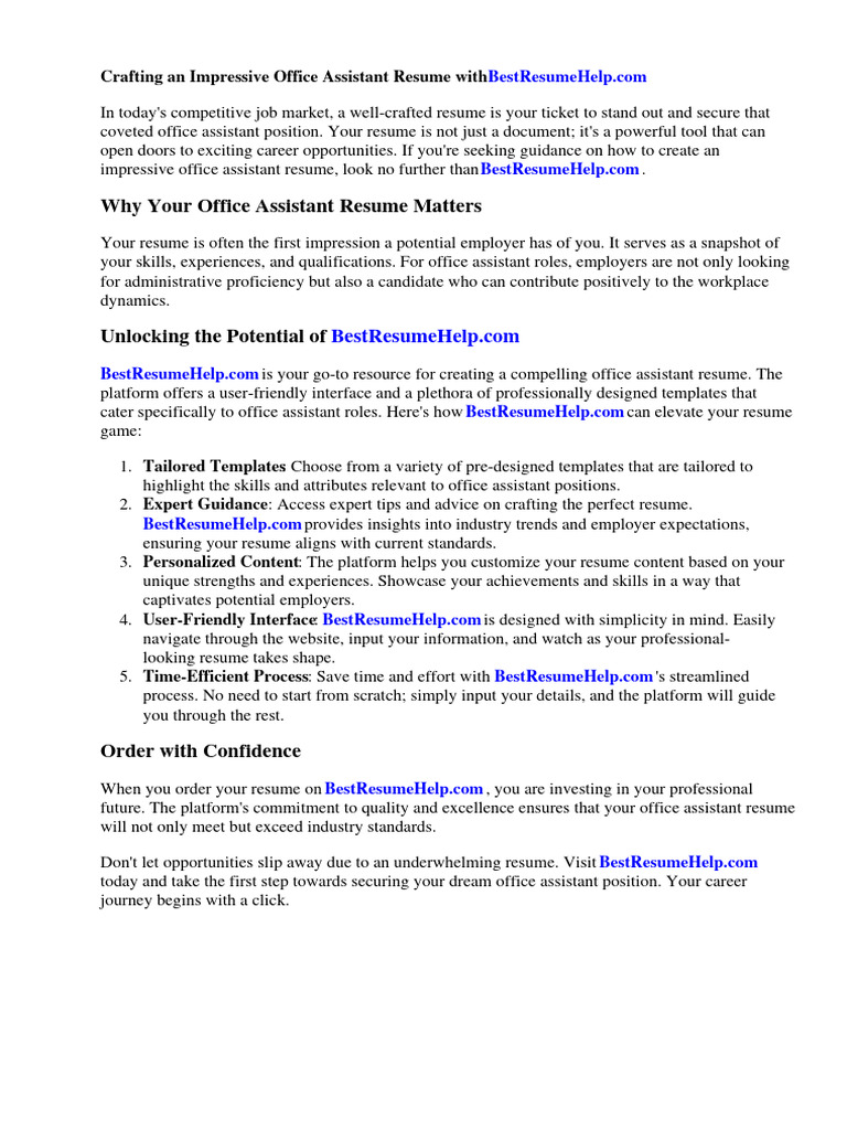 Office Assistant Resume Description - 1711322914