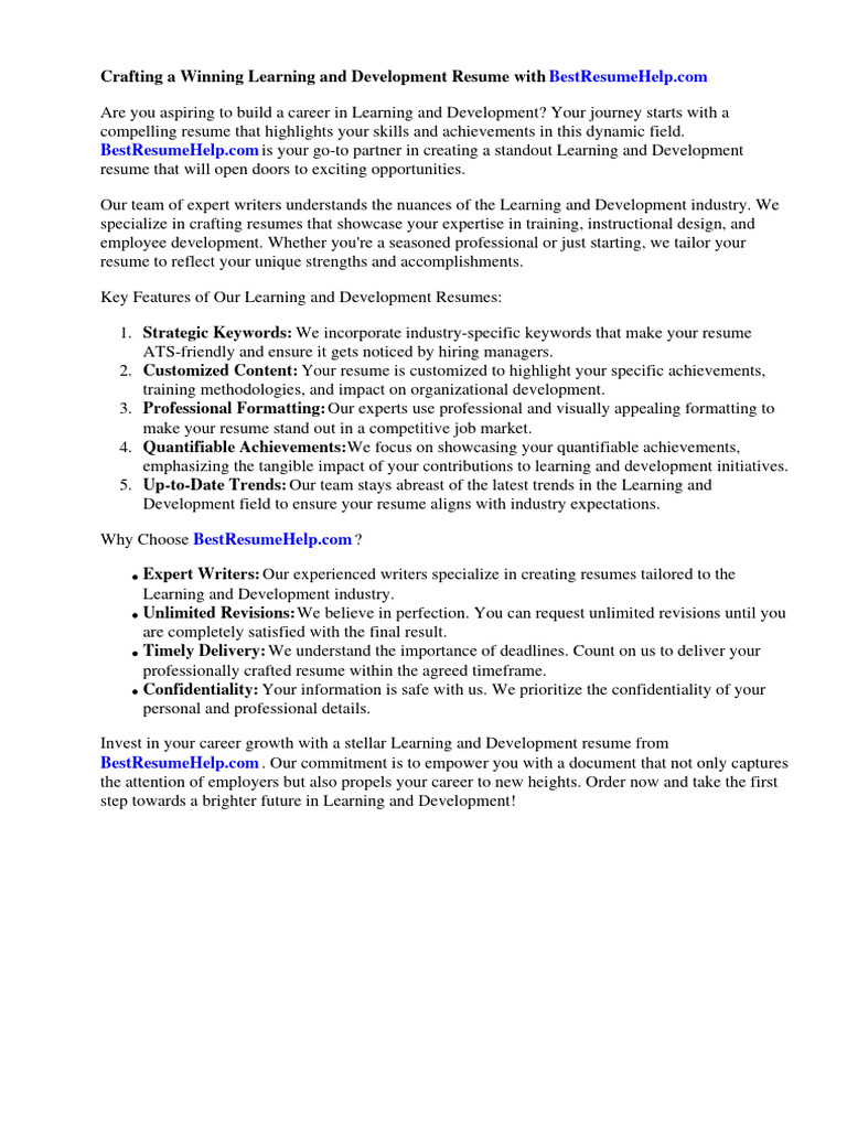 Learning and Development Resume - 1727727549