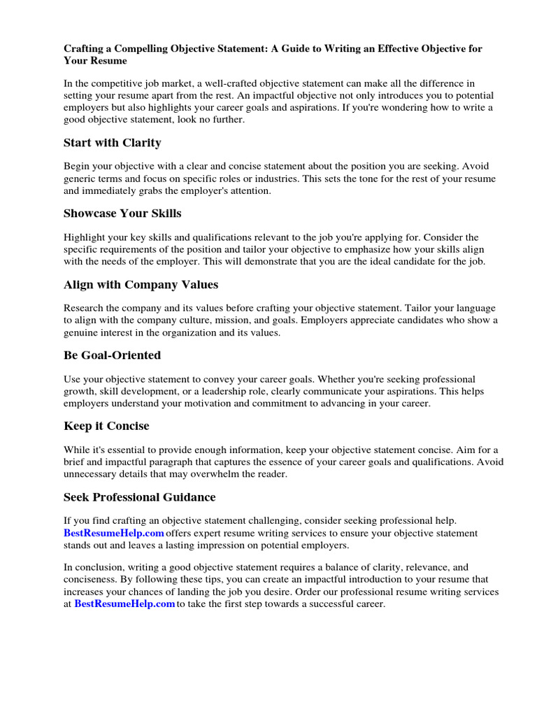 Writing Effective Resume Objective Statements | PDF | Résumé | Nursing, image size:768x1024