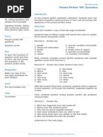 Present Perfect WH Questions Worksheet