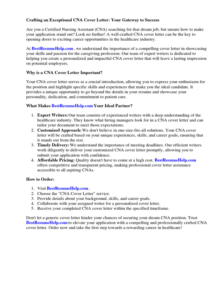 Cna Cover Letter No Experience Download Free PDF Nursing Résumé