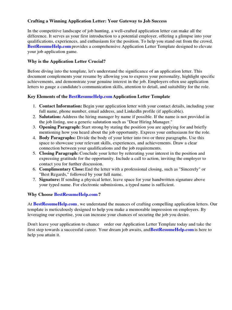 Application Letter Template For Job | PDF | Résumé