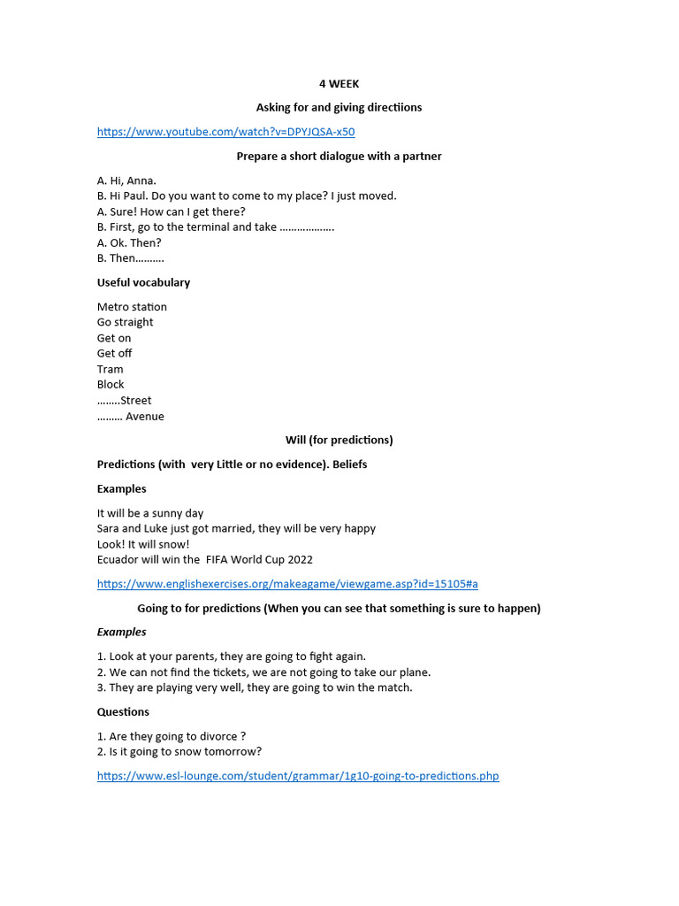Directions and Predictions in English | PDF | Noun | Languages