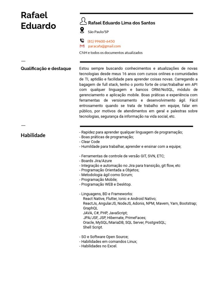 Curriculo rafael eduardo lima download gr tis pdf linguagem de