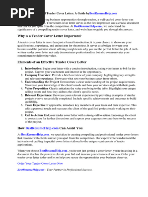 Tender Cover Letter Example