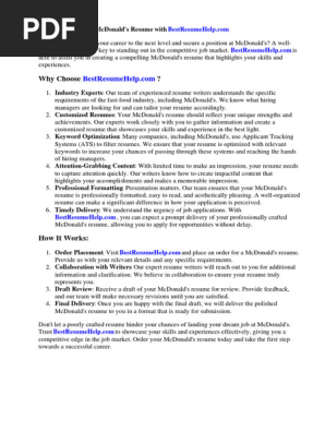 Mcdonalds Resume