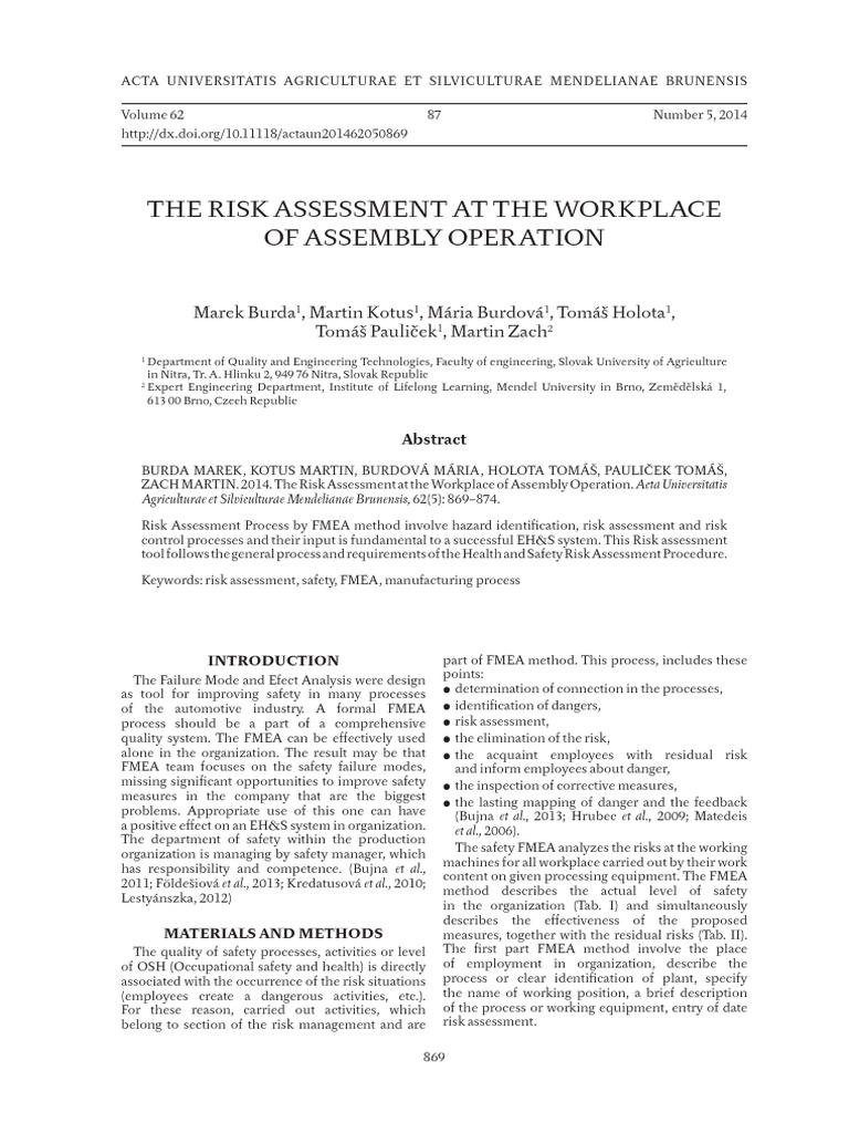 Workplace Risk Assessment in Assembly Operations | PDF | Risk | Safety