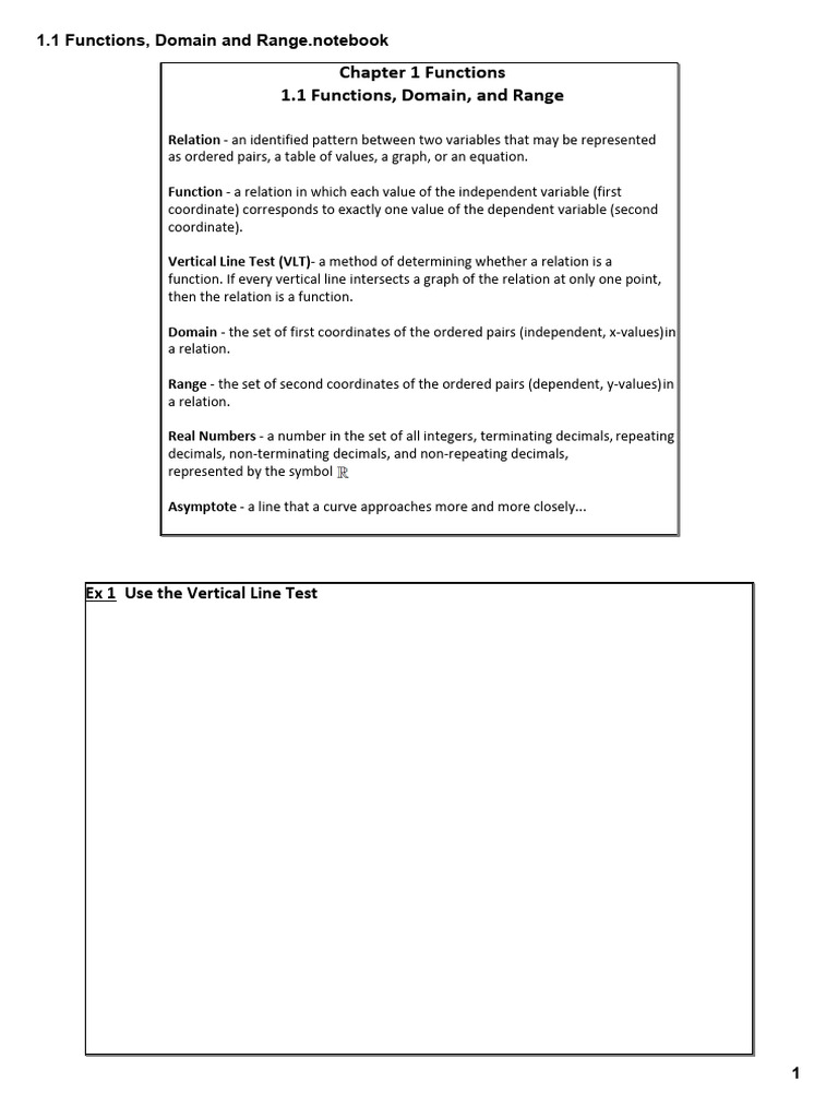 1.1 Functions, Domain and Range Student | PDF | Function (Mathematics ...