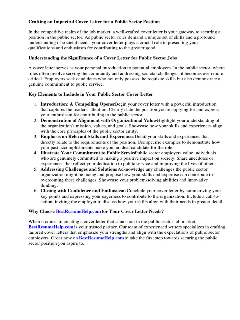 Cover Letter For Public Service Job PDF Public Relations Recruitment