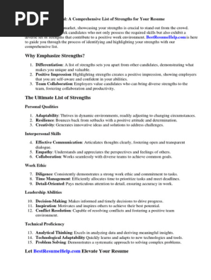 List of Strengths for Resume