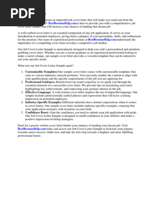 Job Cover Letter Sample With No Experience