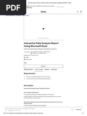 Free Data Analysis Tutorial - Interactive Data Analysis Report Using Microsoft Excel _ Udemy