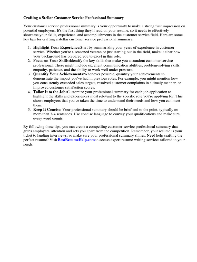customer-service-professional-summary-for-resume-pdf-r-sum