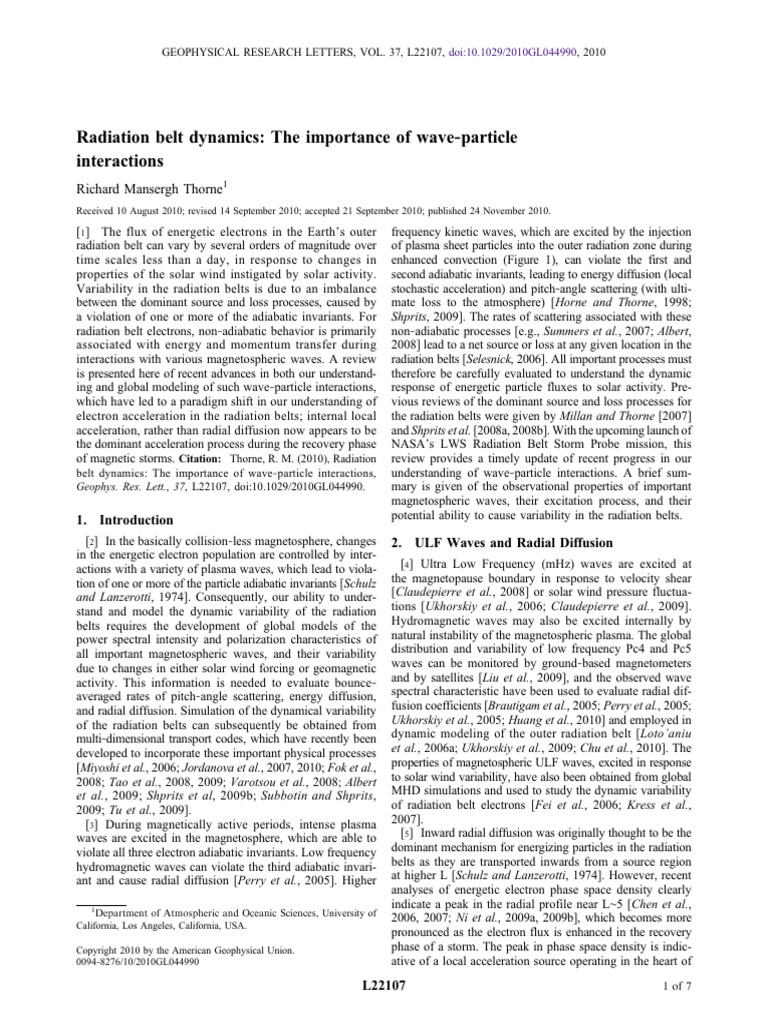 Geophysical Research Letters - 2010 - Thorne - Radiation Belt Dynamics ...