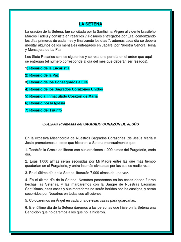 Setena de Jacareí: Oraciones y Promesas | PDF | María, madre de Jesús ...