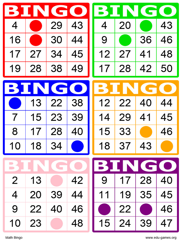 Math Bingo | PDF