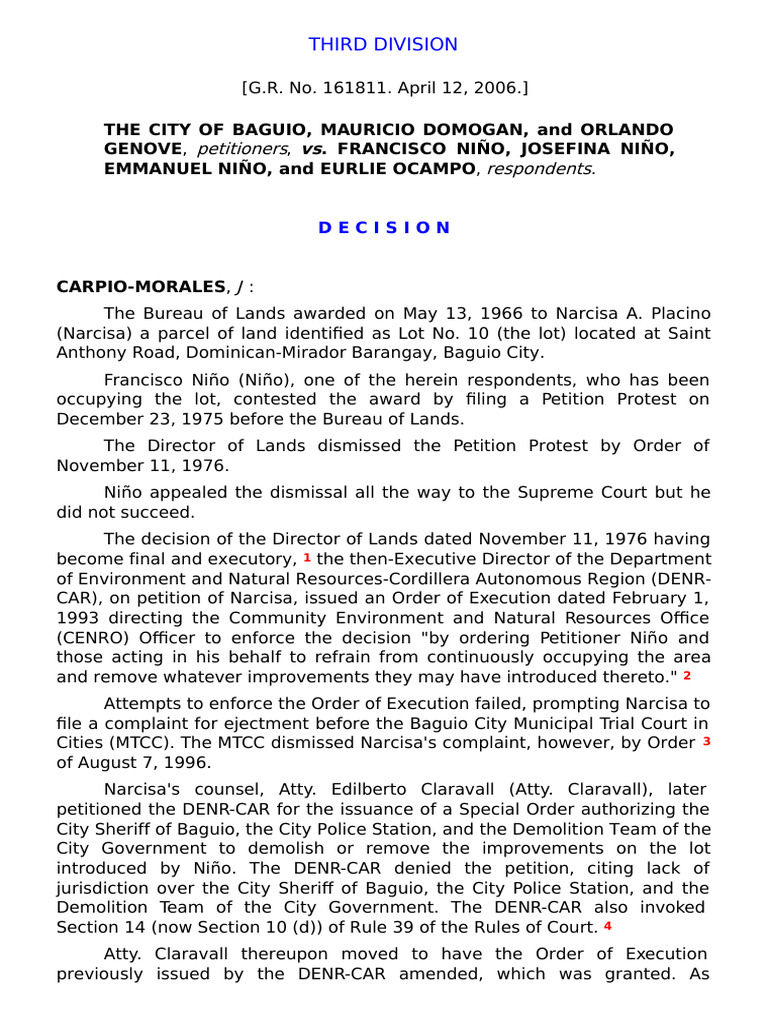 City of Baguio v. Niño | PDF | Appeal | Appellate Court