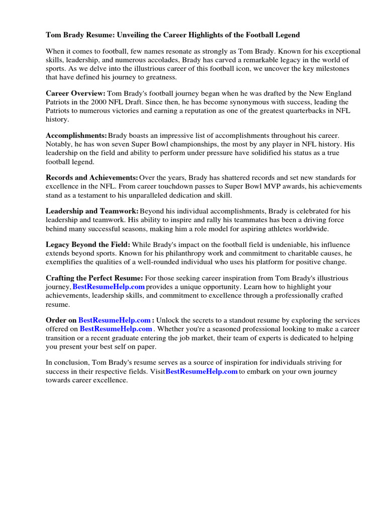 Tom Brady Resume Download Free - 1720027165