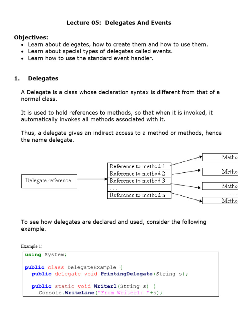 Lect05 - Events | PDF | Method (Computer Programming) | Class (Computer ...