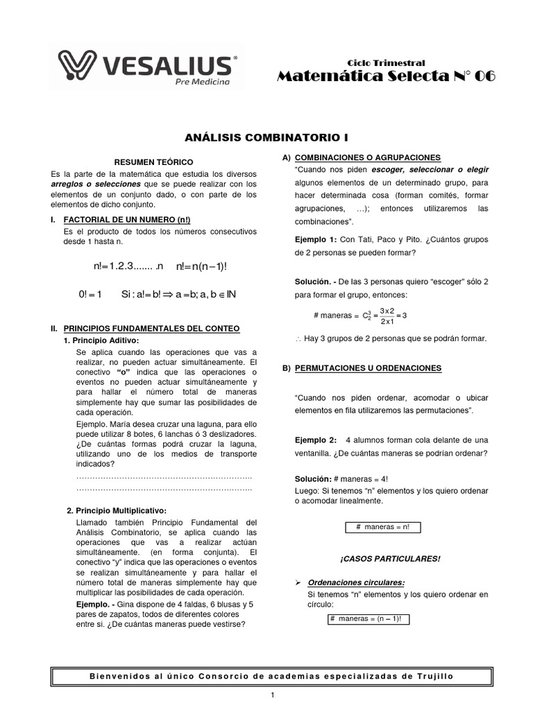 Ejercicios de Combinatoria para Niños | PDF | Combinatoria | Permutación
