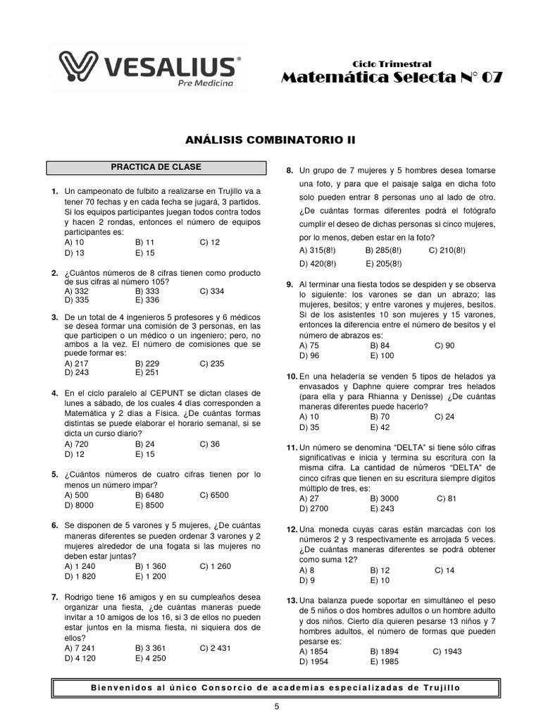 Ejercicios de Análisis Combinatorio II | PDF | Cocina vegana | Matemáticas