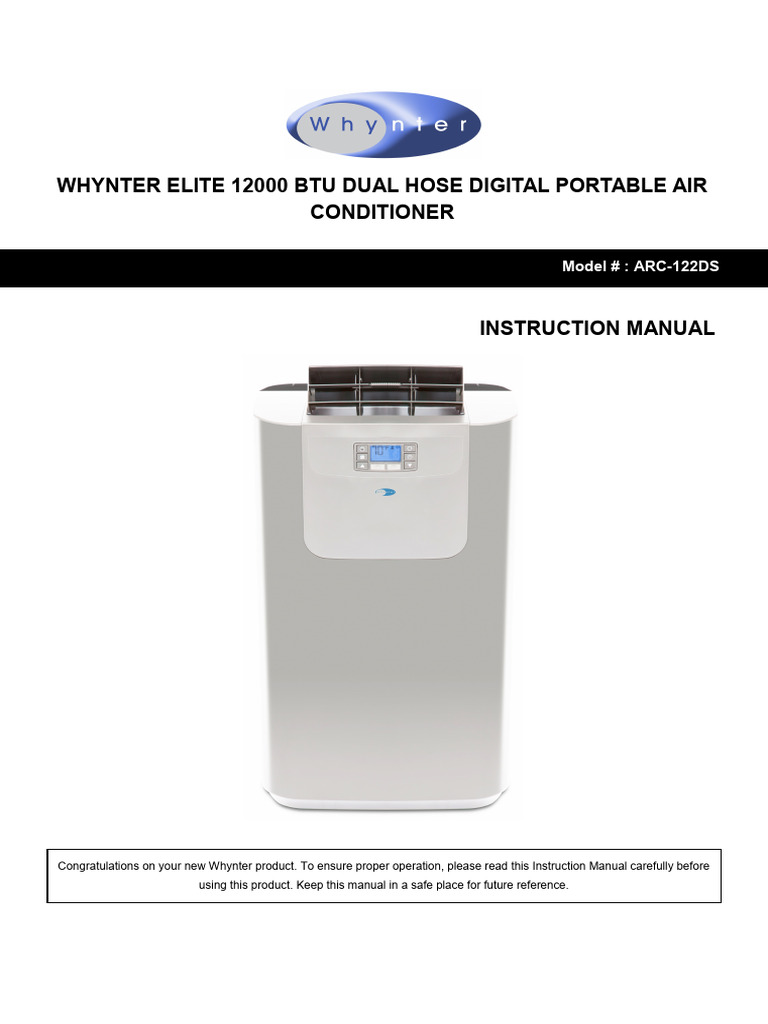 Whynter Portable Air Conditioner Manual