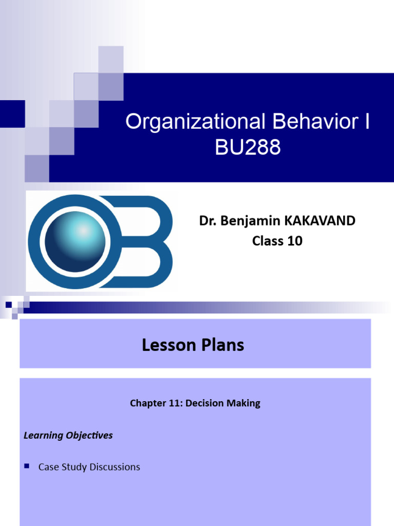 Decision Making in Organizational Behavior | PDF