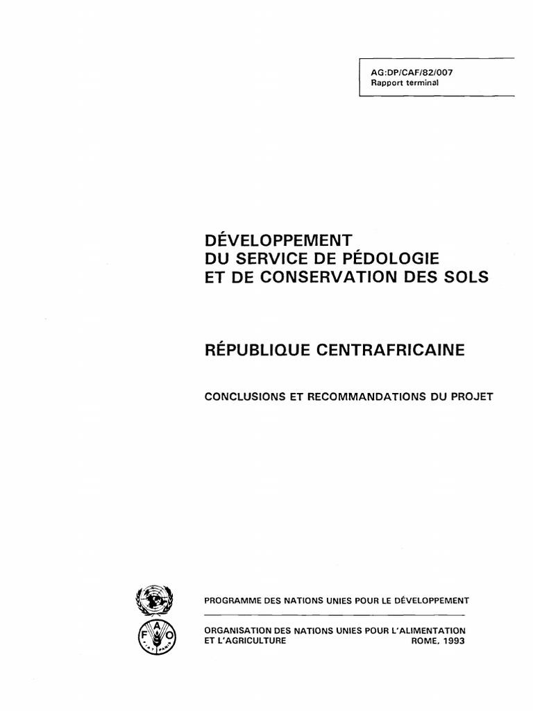 Rapport sur la Pédologie en RCA | PDF | Sol (pédologie) | Cartographie