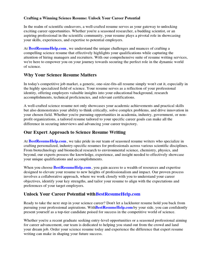 Science Resume Examples Pdf Résumé Science