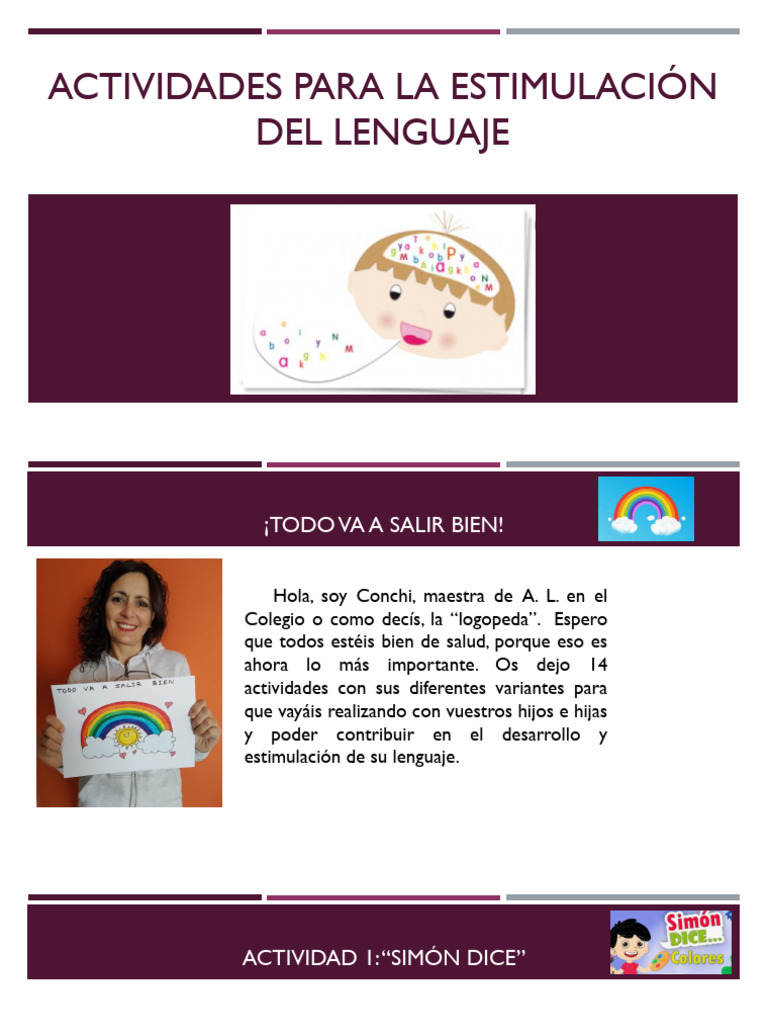 Actividades para Estimular el Lenguaje | PDF | Lingüística ...
