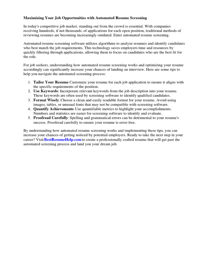 Automated Resume Screening PDF - 1711173345