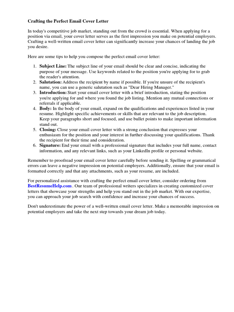 Perfect Email Cover Letter Tips | PDF | Résumé | Http Cookie