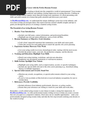 Acting Resume Format