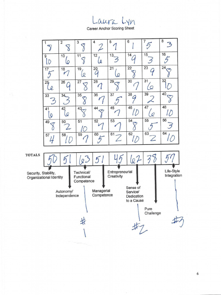 Career Anchors Results Pdf